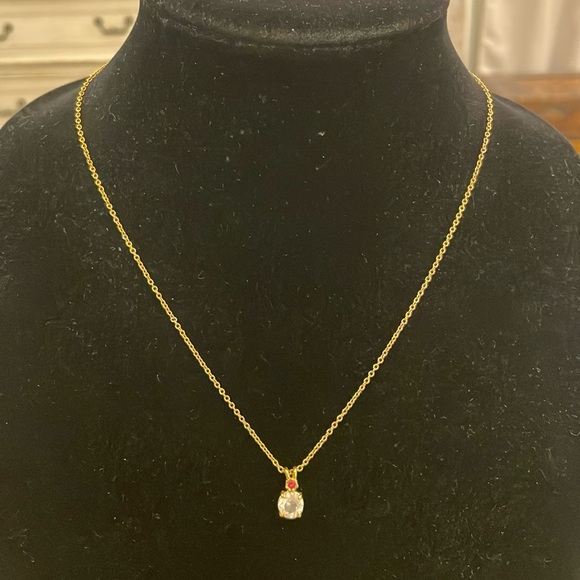 Vintage Gold Tone Rhinestone Dainty Pendant Choker Collar Statement Necklace - Picture 1 of 3